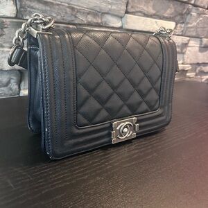 Inspired Black Quilted Shoulder Bag